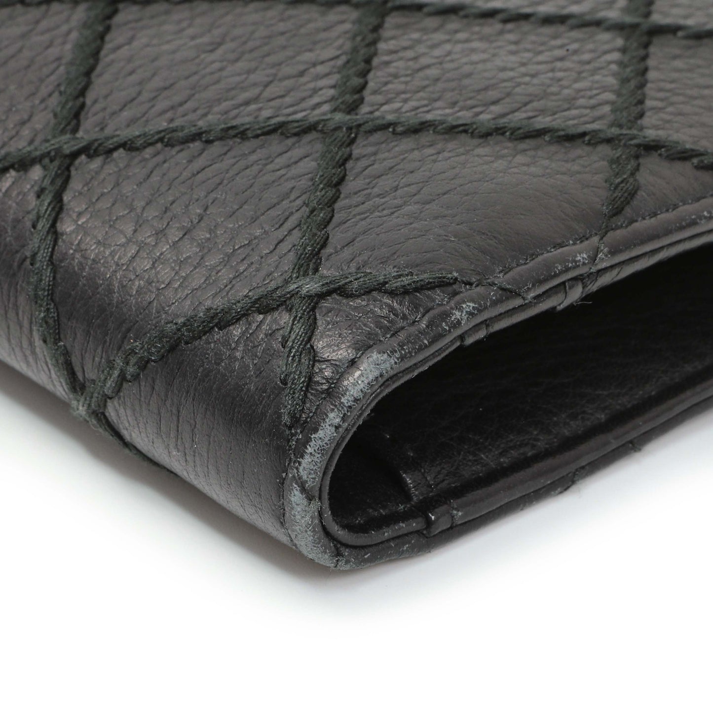 Exclusive Chanel Black Calfskin Wild Stitch Wallet — Detail View