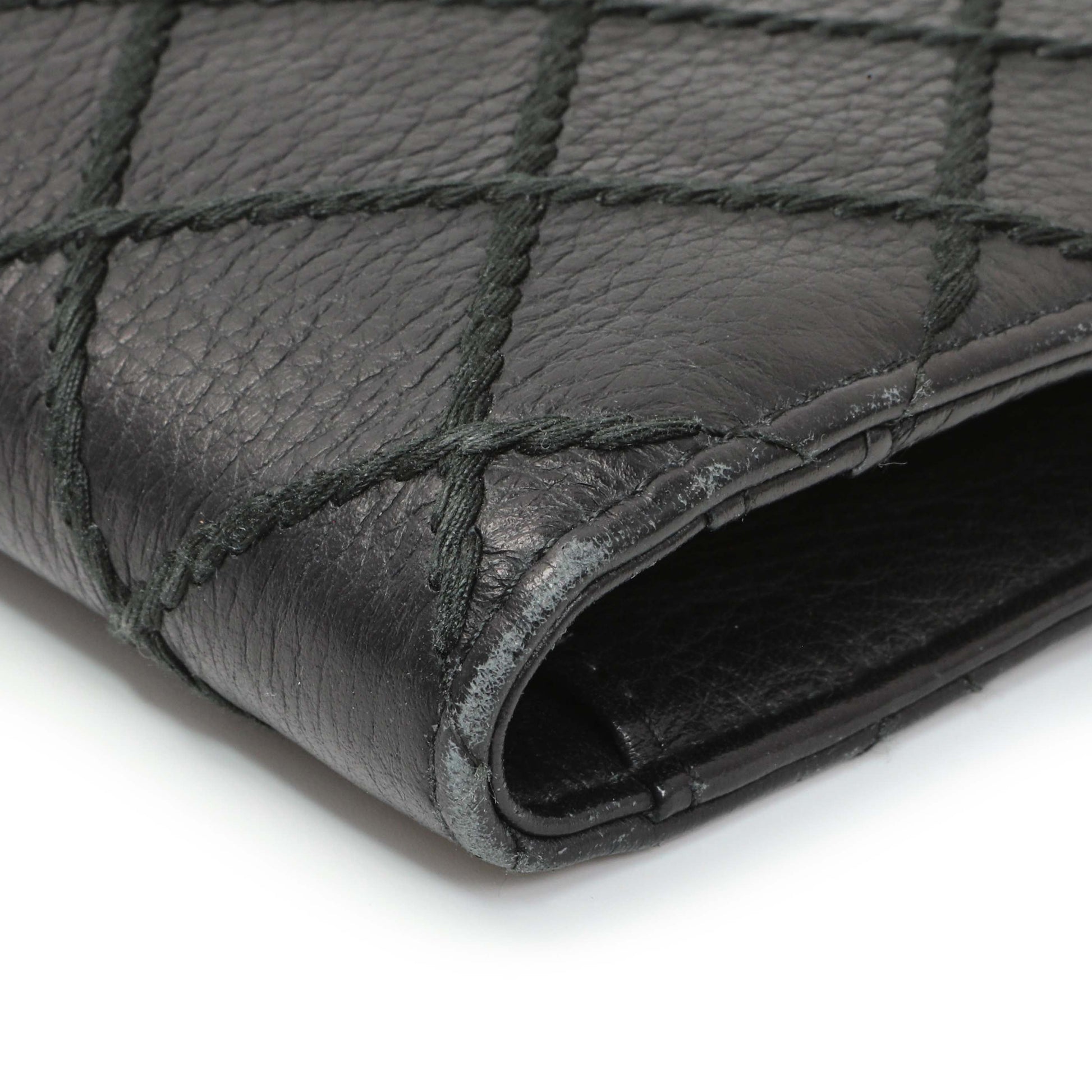 Exclusive Chanel Black Calfskin Wild Stitch Wallet — Detail View
