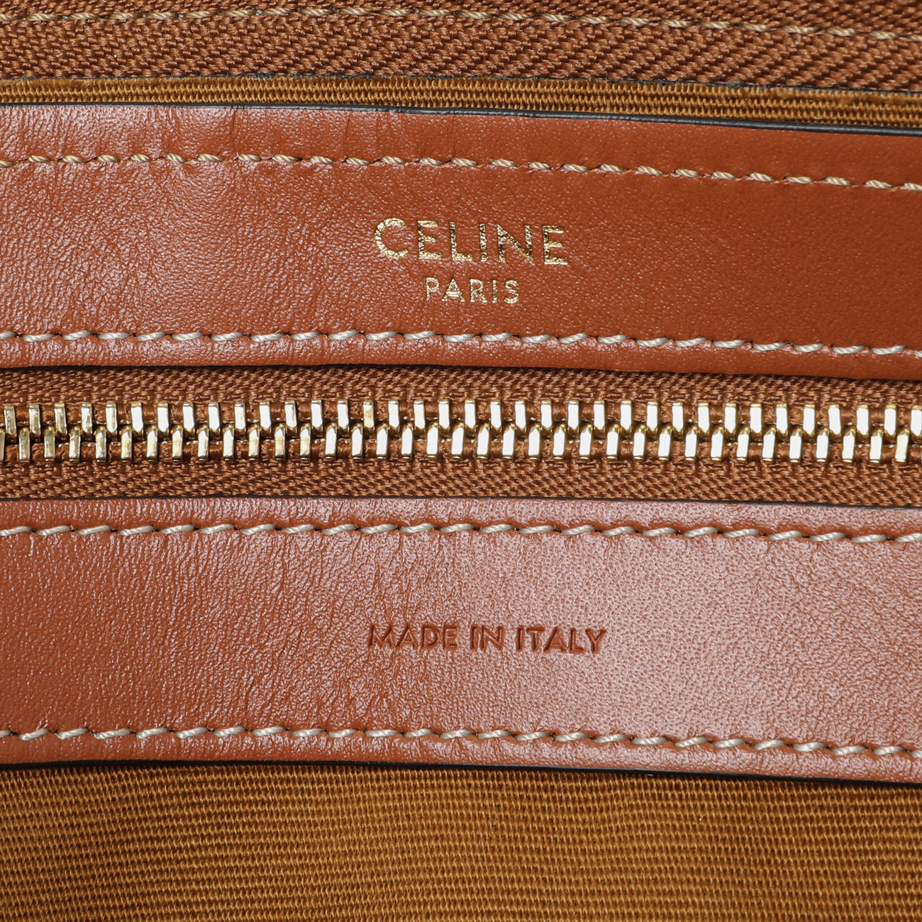 Exclusive Celine Triomphe Canvas Calfskin Boston Bag — Detail View