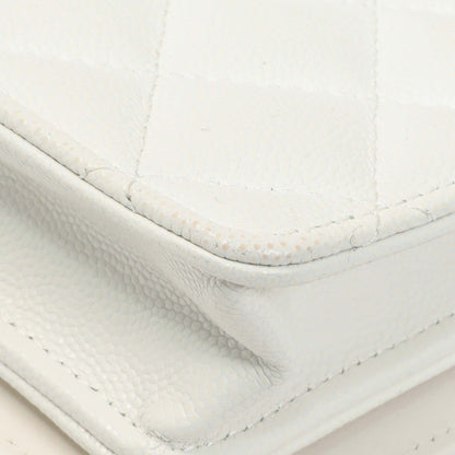 Exclusive Chanel White Quilted Caviar Camellia Chain Flap — Alternate View 7