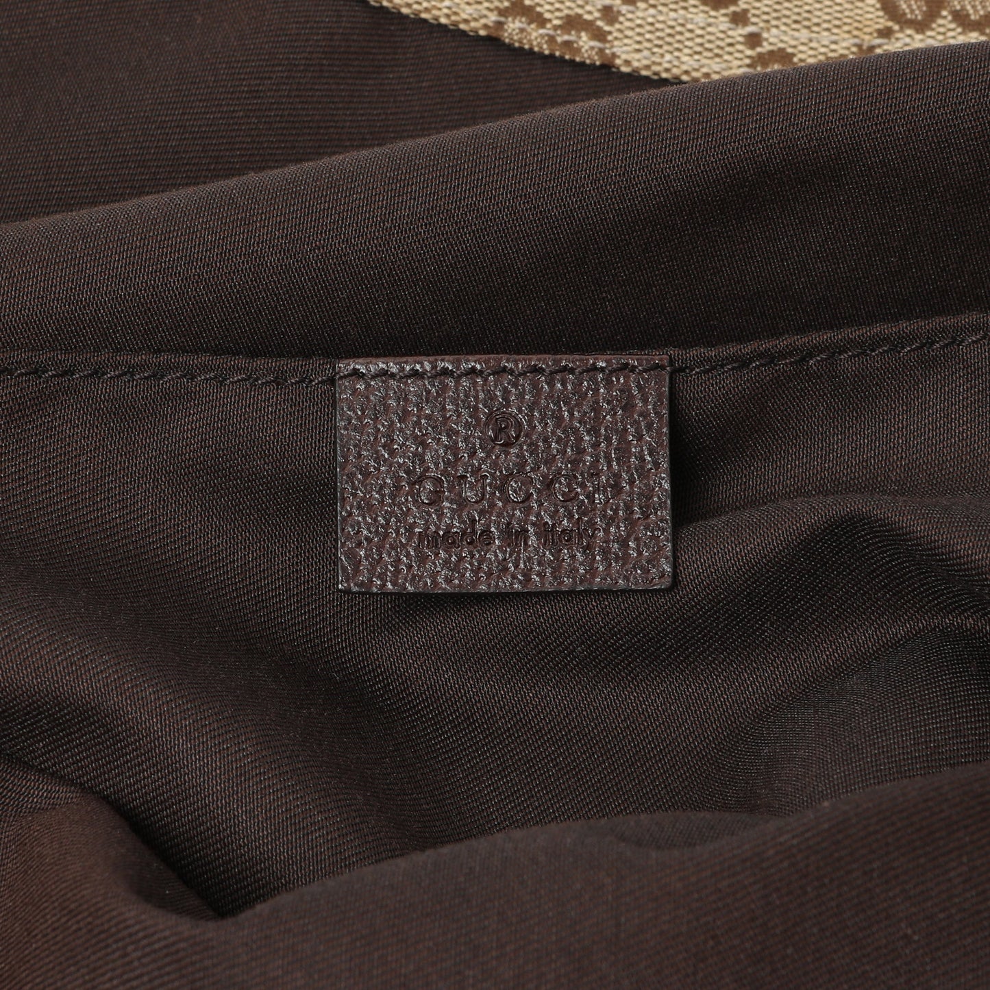 Exclusive Gucci GG Monogram Medium Web Handle Vertical Tote Dark Brown — Detail View