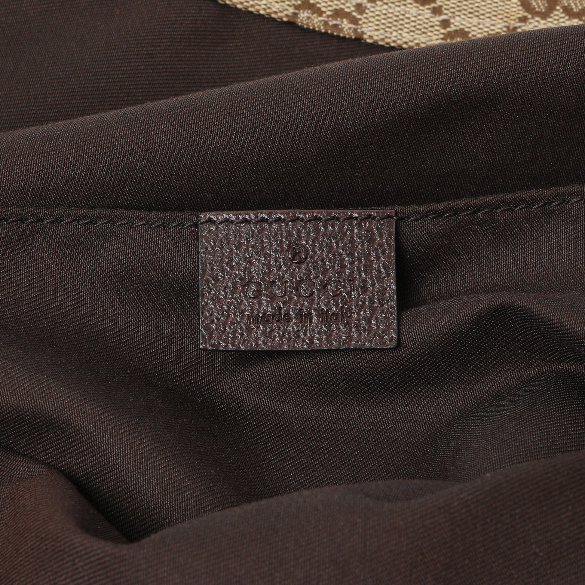 Exclusive Gucci GG Monogram Medium Web Handle Vertical Tote Dark Brown — Detail View