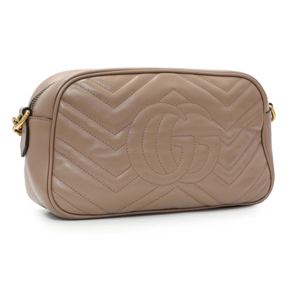Exclusive Gucci Porcelain Rose Calfskin Matelasse Small GG Marmont Chain Shoulder Bag — Side View