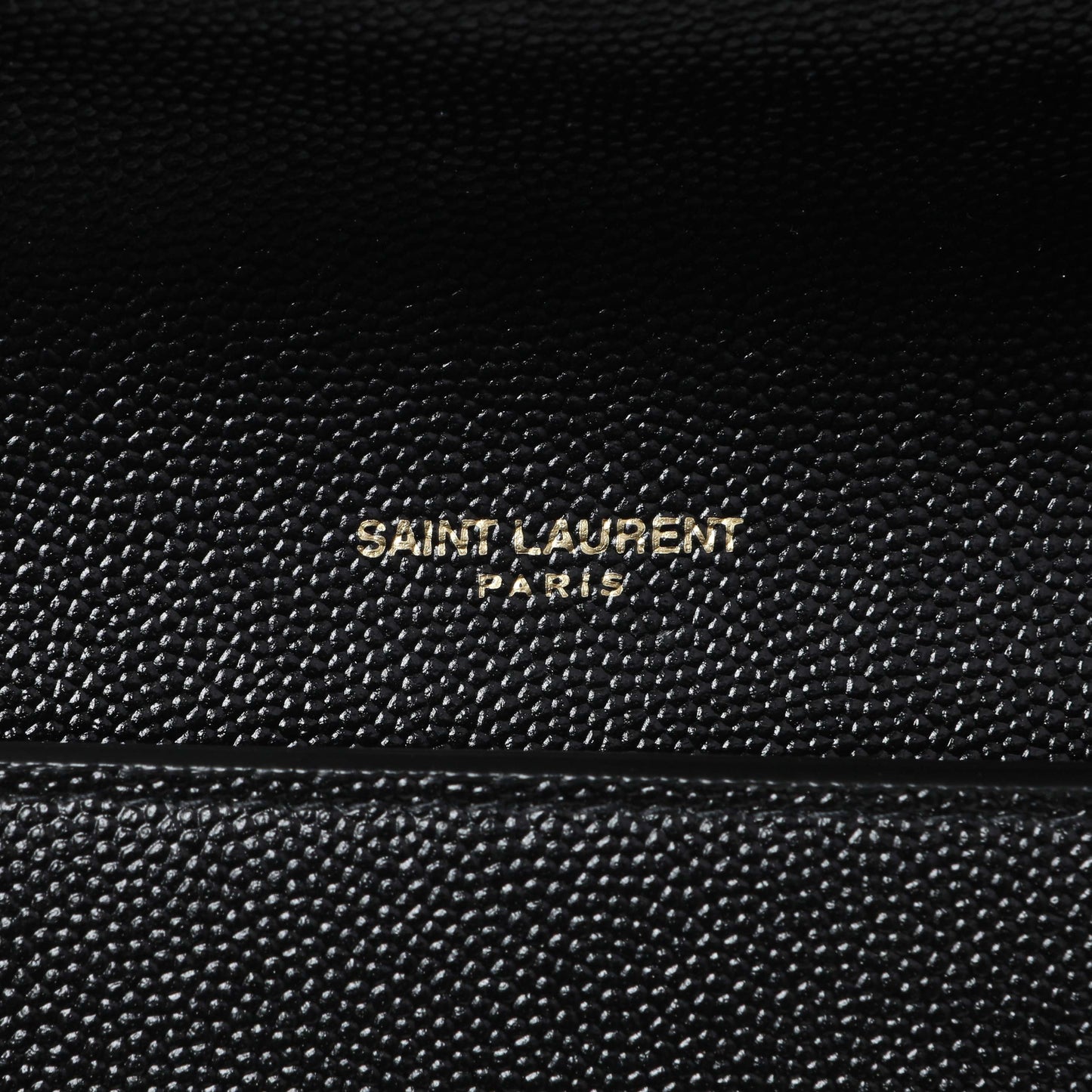 Exclusive Saint Laurent Black Grain De Poudre Monogram Uptown Chain Wallet — Detail View