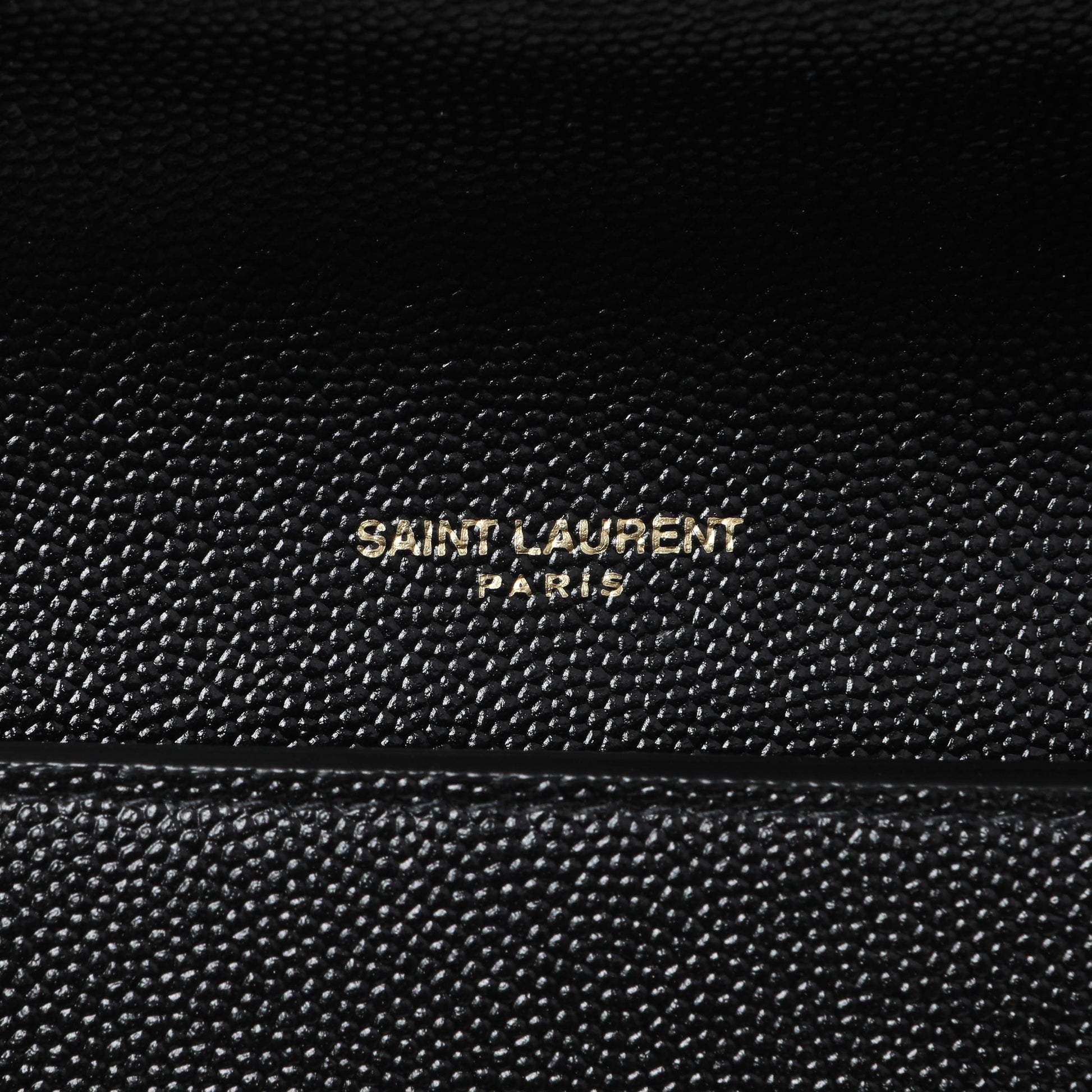 Exclusive Saint Laurent Black Grain De Poudre Monogram Uptown Chain Wallet — Detail View