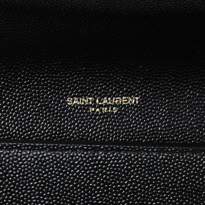 Exclusive Saint Laurent Black Grain De Poudre Monogram Uptown Chain Wallet — Detail View