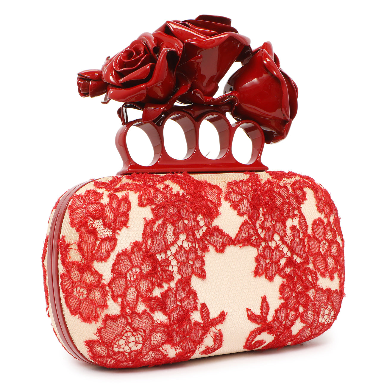 Exclusive Alexander McQueen Lace Rose Knuckle Clutch — Side View