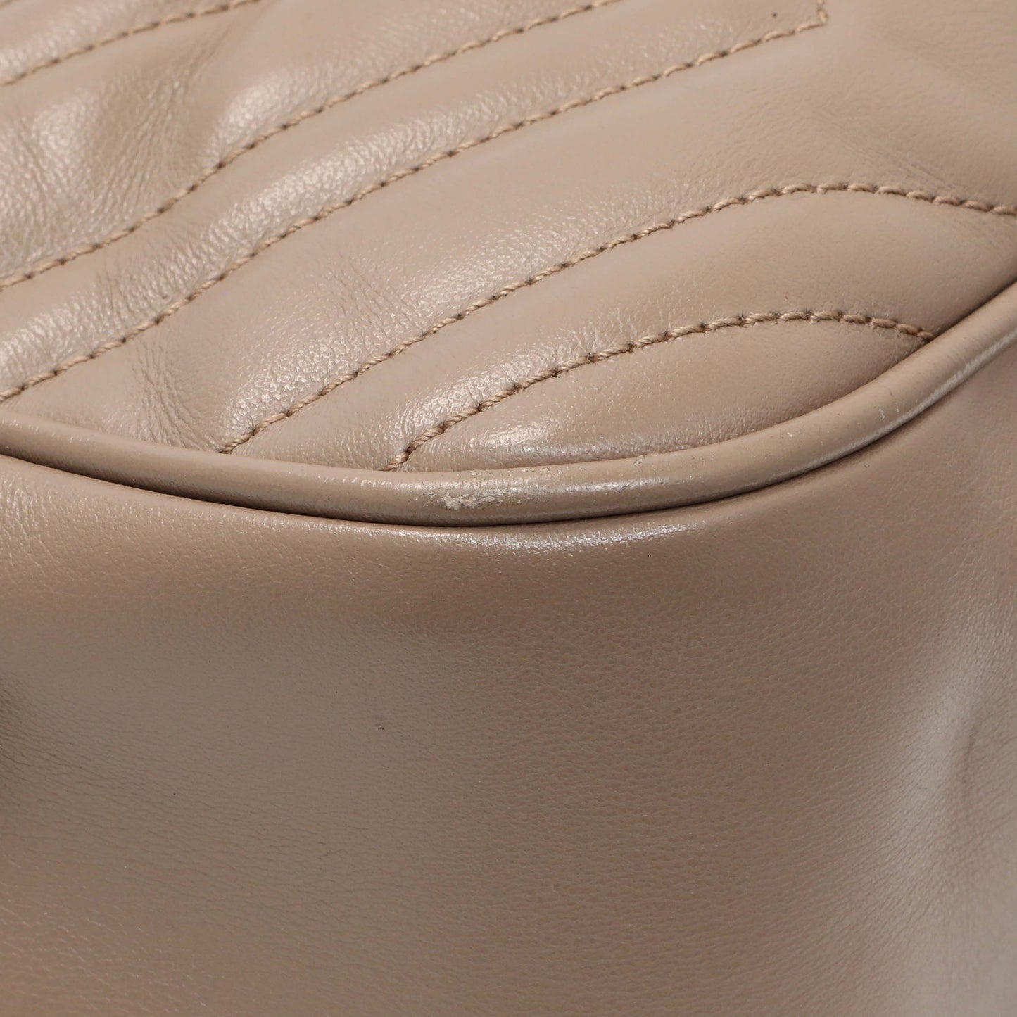 Exclusive Gucci Porcelain Rose Calfskin Matelasse Small GG Marmont Chain Shoulder Bag — Top View