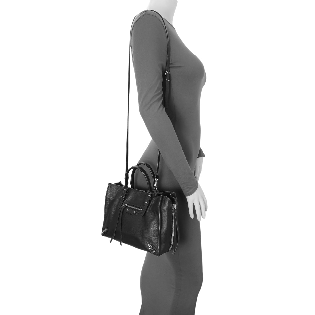 Exclusive Balenciaga Black Calfskin Mini Papier A4 Tote — Alternate View 7