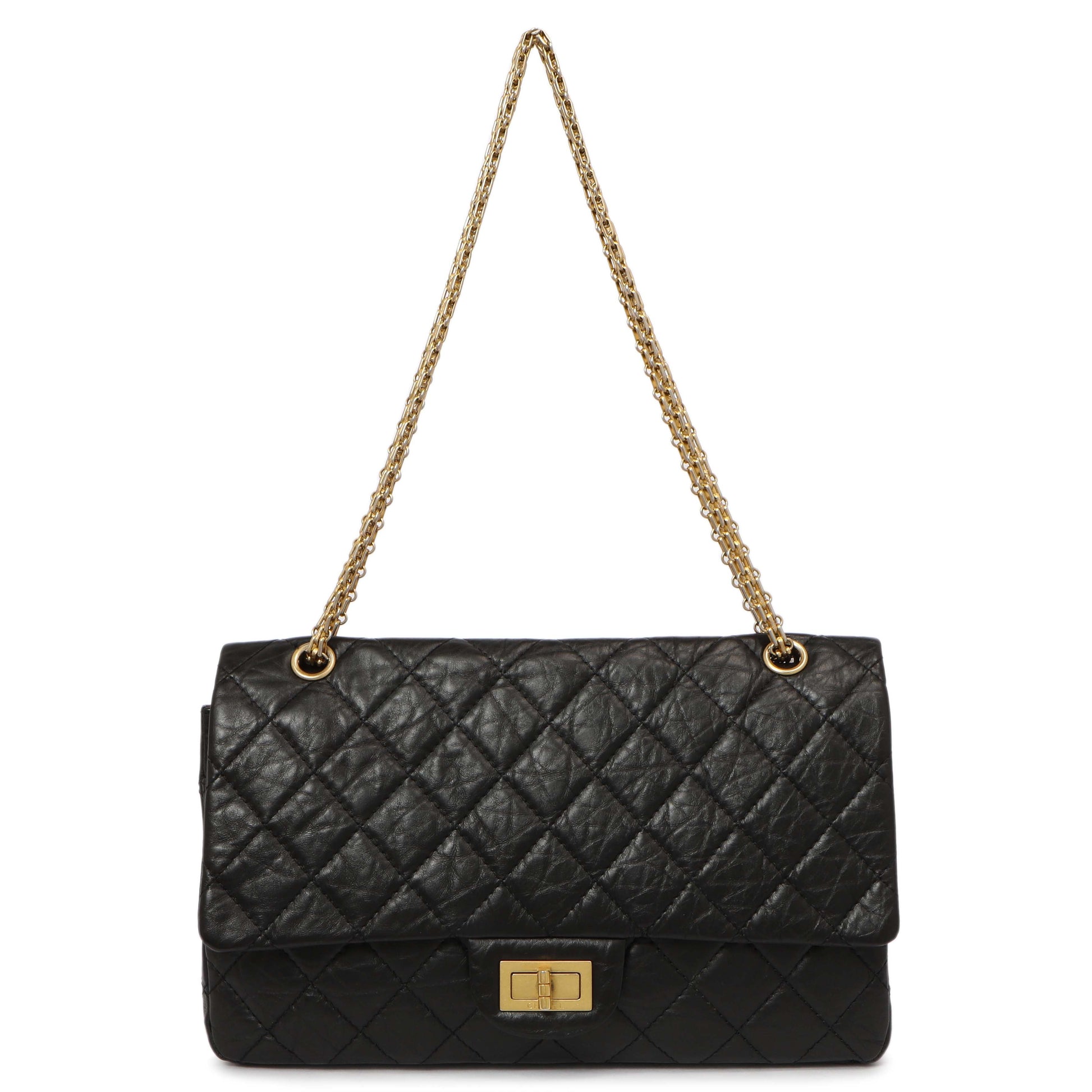 Exclusive Chanel Black Quilted Aged Calfskin 2.55 Reissue Double Flap 227 — Front View