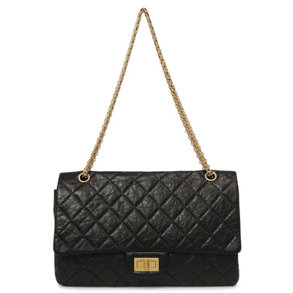 Exclusive Chanel Black Quilted Aged Calfskin 2.55 Reissue Double Flap 227 — Front View