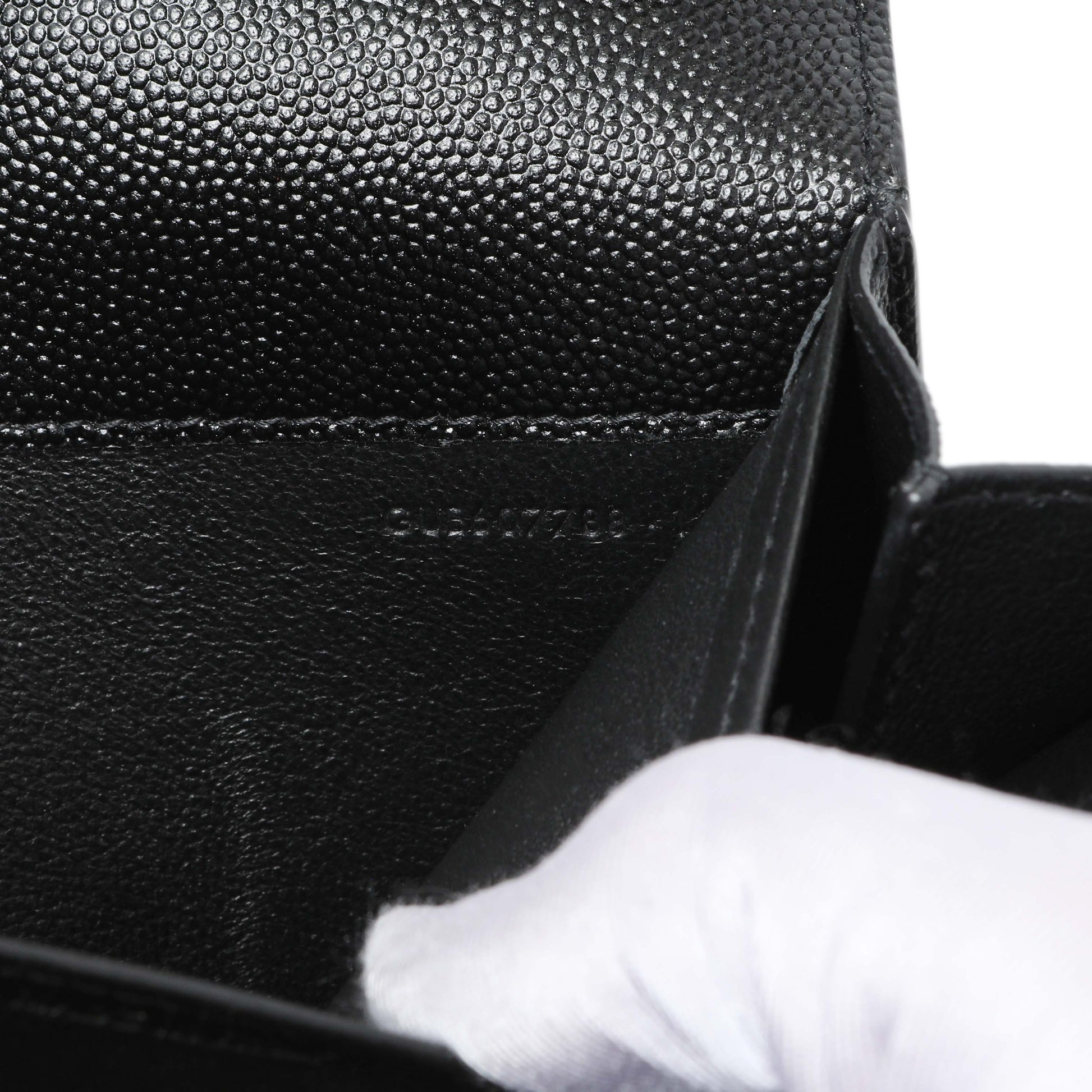 Exclusive Saint Laurent Black Grain De Poudre Monogram Uptown Chain Wallet — Lifestyle View