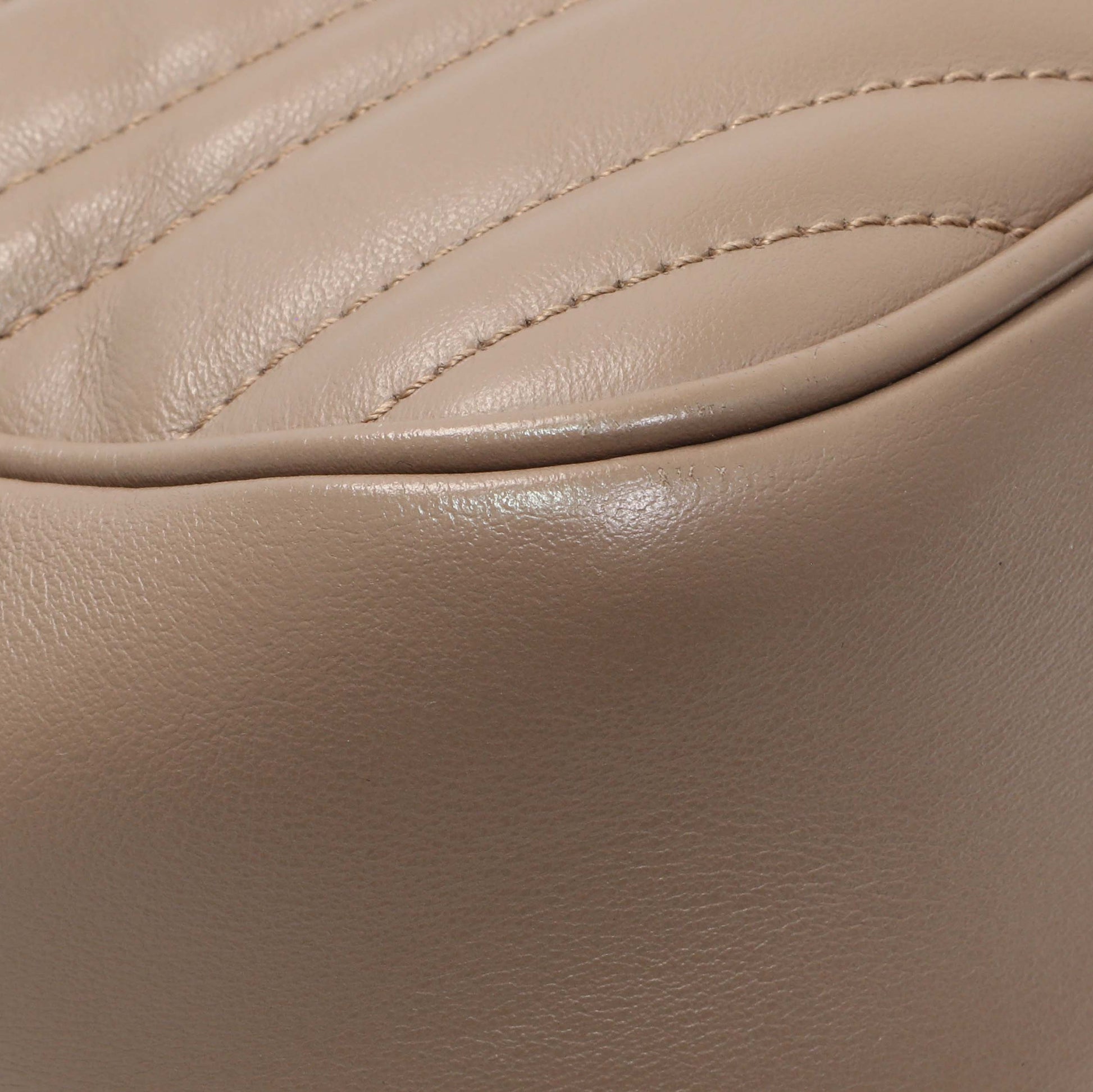 Exclusive Gucci Porcelain Rose Calfskin Matelasse Small GG Marmont Chain Shoulder Bag — Lifestyle View
