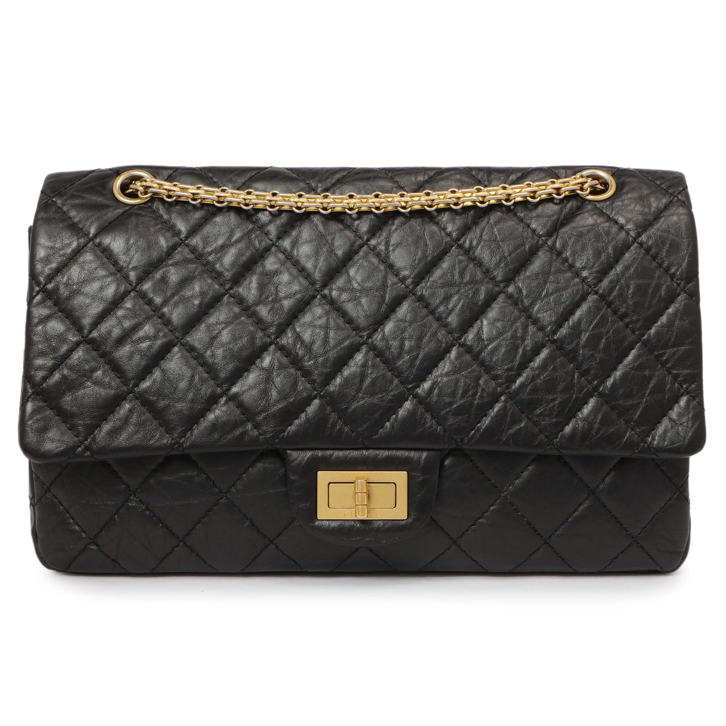 Exclusive Chanel Black Quilted Aged Calfskin 2.55 Reissue Double Flap 227 — Side View