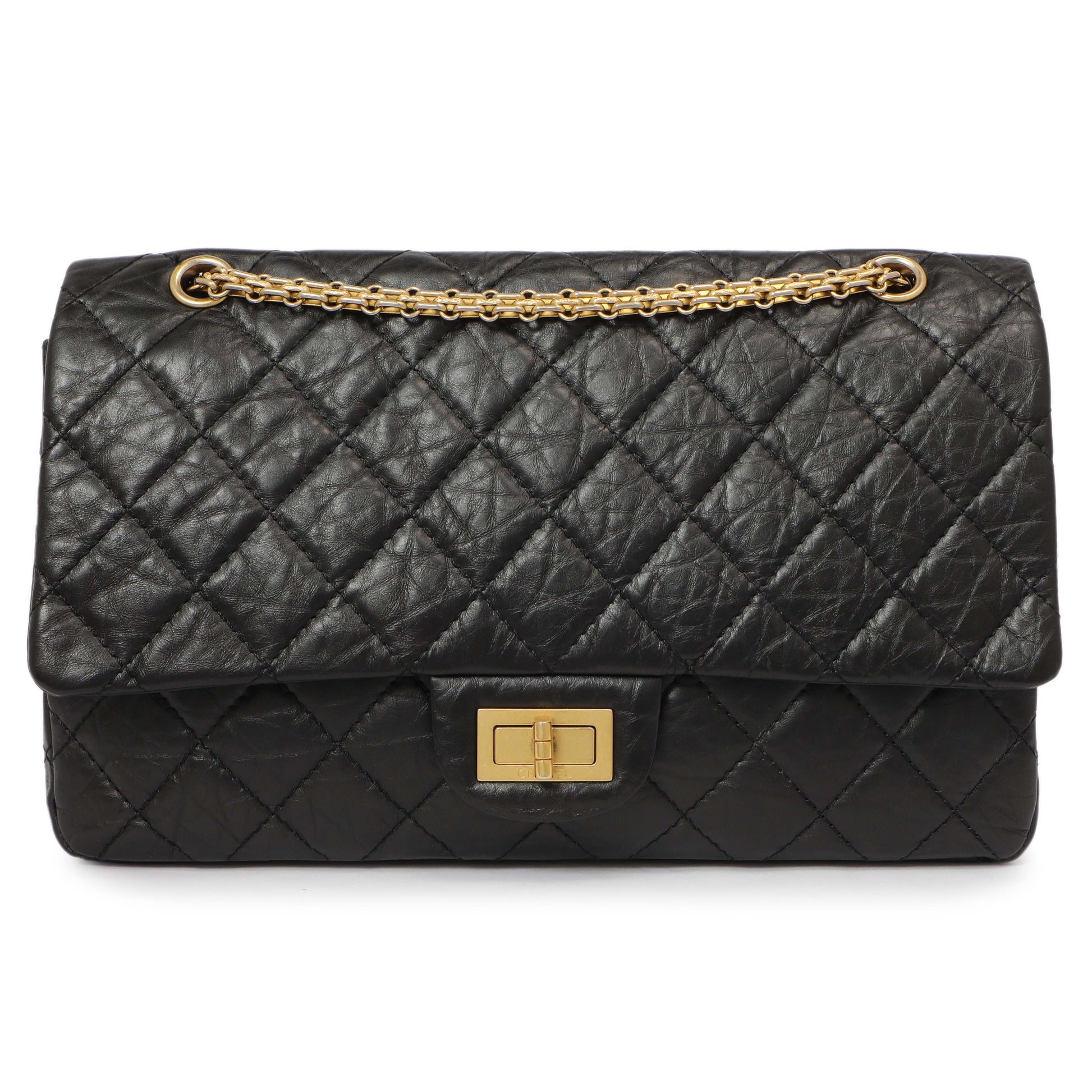 Exclusive Chanel Black Quilted Aged Calfskin 2.55 Reissue Double Flap 227 — Side View