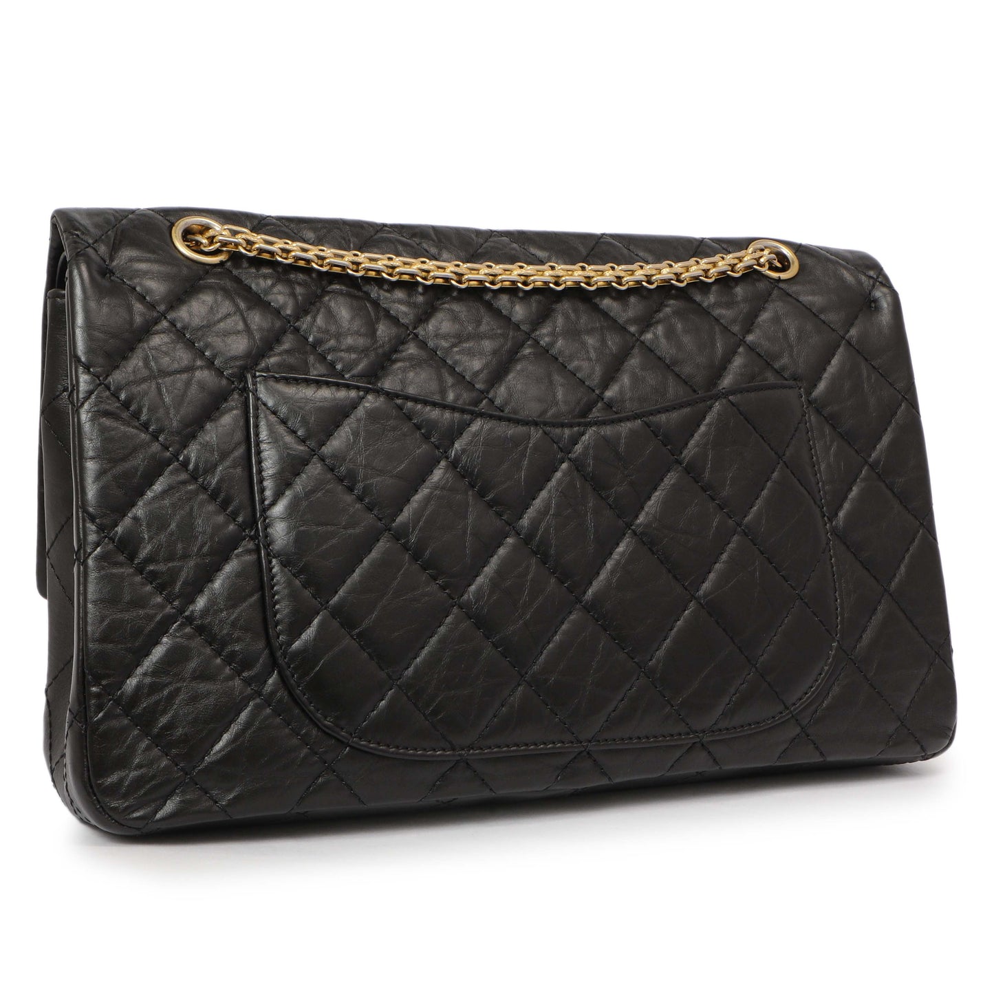 Exclusive Chanel Black Quilted Aged Calfskin 2.55 Reissue Double Flap 227 — Back View
