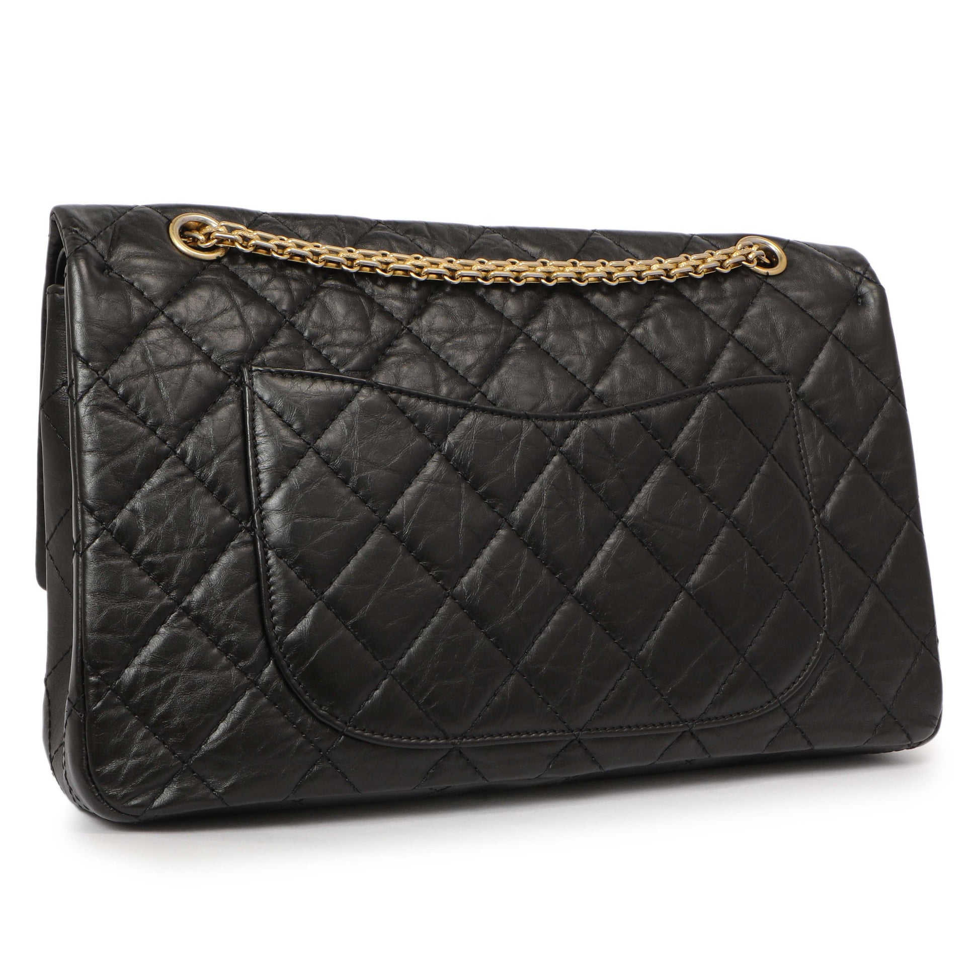 Exclusive Chanel Black Quilted Aged Calfskin 2.55 Reissue Double Flap 227 — Back View