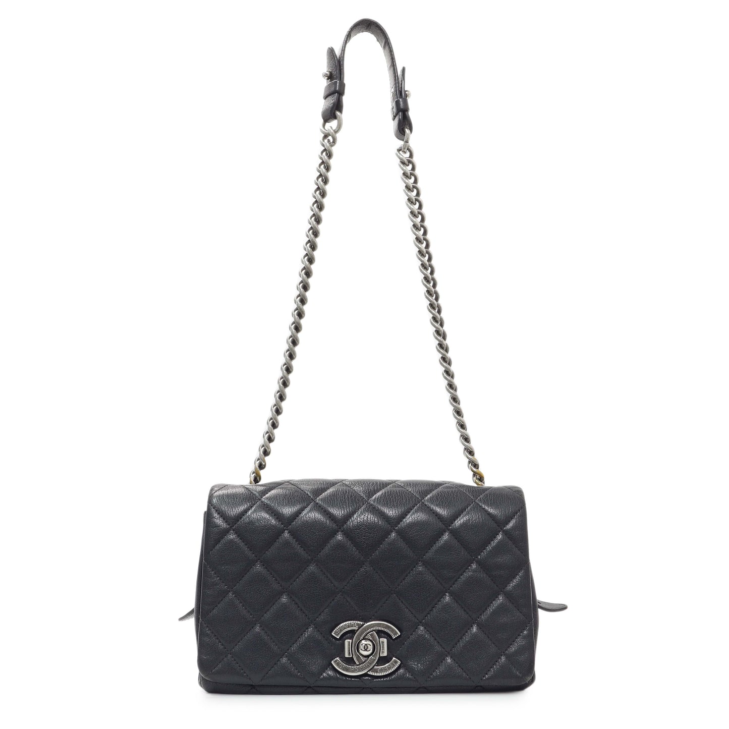 Exclusive Chanel Black Calfskin Mumbai Flap Bag — Front View