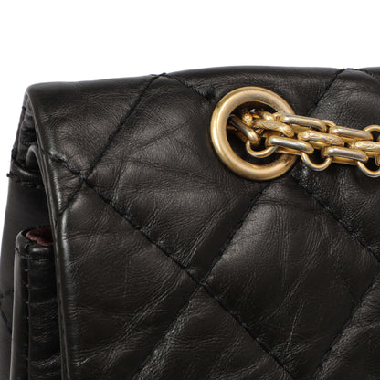 Exclusive Chanel Black Quilted Aged Calfskin 2.55 Reissue Double Flap 227 — Detail View
