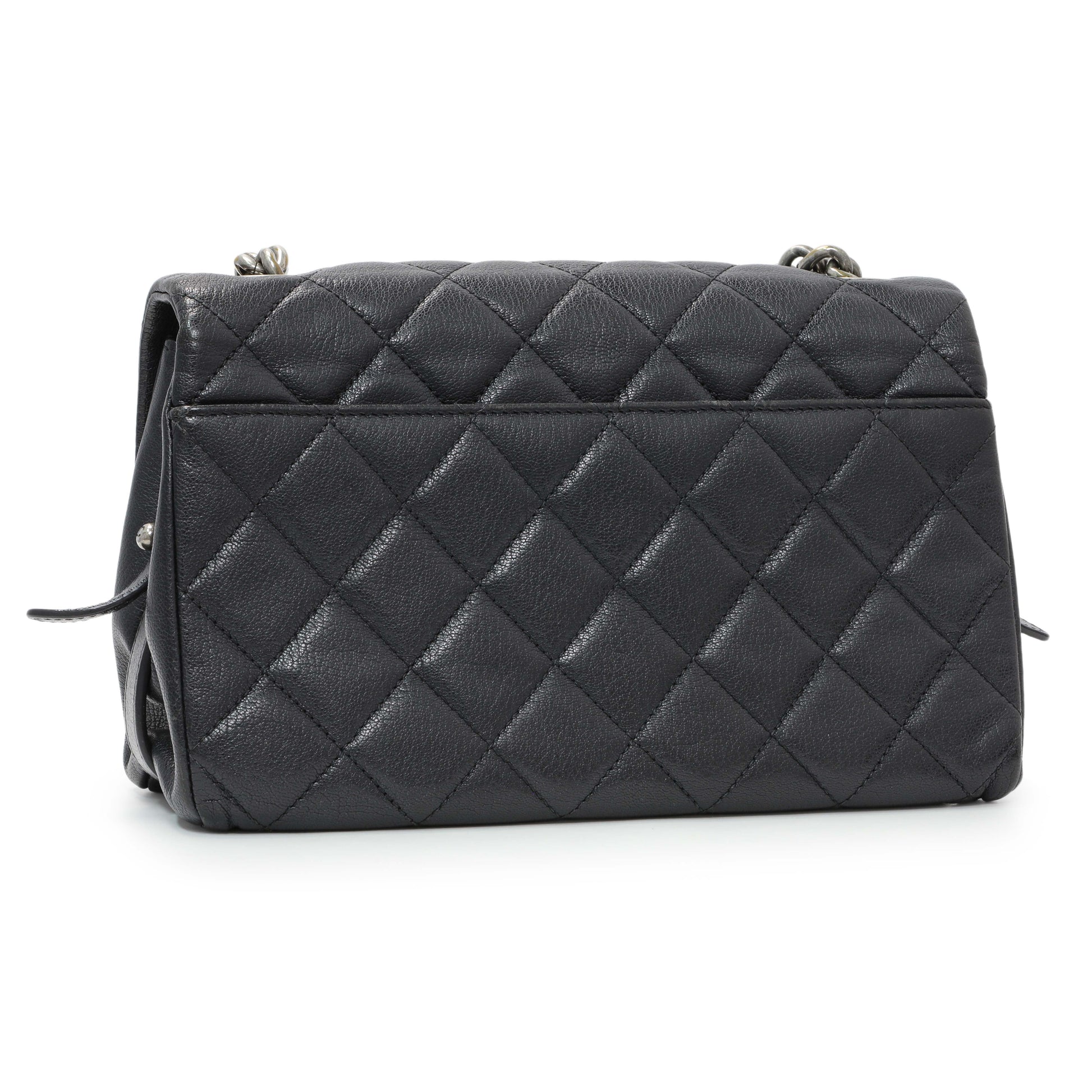Exclusive Chanel Black Calfskin Mumbai Flap Bag — Side View