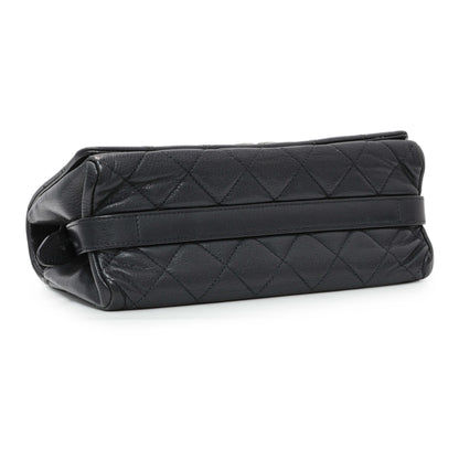 Exclusive Chanel Black Calfskin Mumbai Flap Bag — Back View
