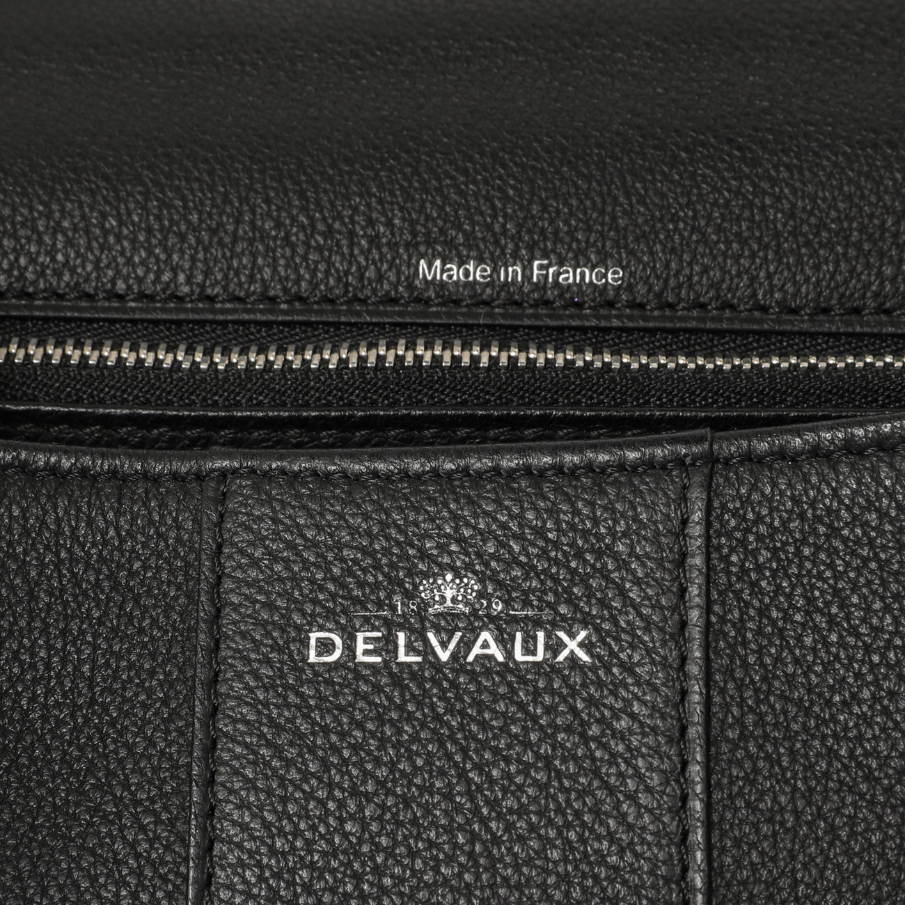 Exclusive Delvaux Black Grained Calfskin Brillant MM — Detail View