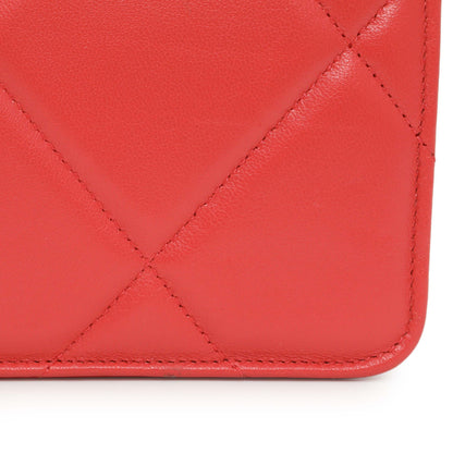Exclusive Chanel Red Lambskin Quilted Chanel 19 Wallet On Chain — Alternate View 8