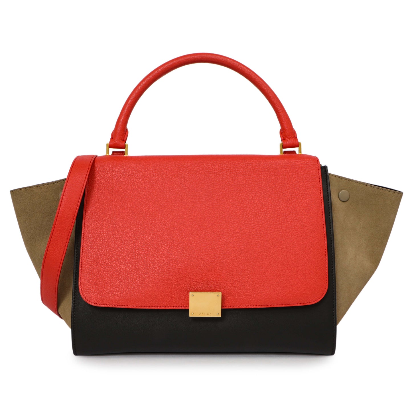 Exclusive Celine Tri-Color Calfskin Suede Medium Trapeze — Front View