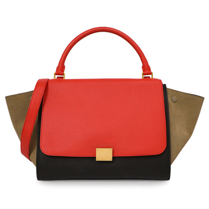 Exclusive Celine Tri-Color Calfskin Suede Medium Trapeze — Front View