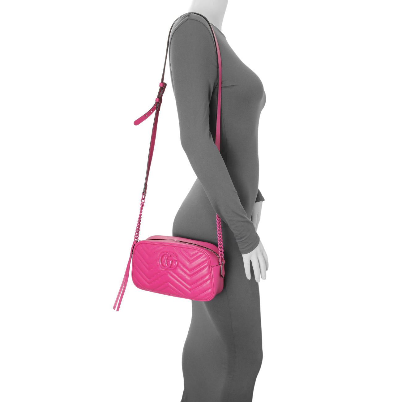 Exclusive Gucci Fuxia Calfskin Marmont Chain Bag — Alternate View 12