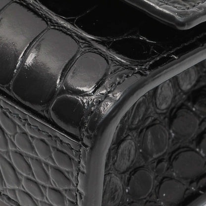 Exclusive Saint Laurent Calfskin Crocodile Embossed Small Classic Monogram Kate Satchel — Detail View