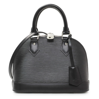 Exclusive Louis Vuitton Black Epi Alma BB with Strap — Front View