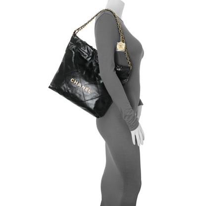 Exclusive Chanel Black Quilted Shiny Calfskin Small Chanel 22 — Alternate View 7