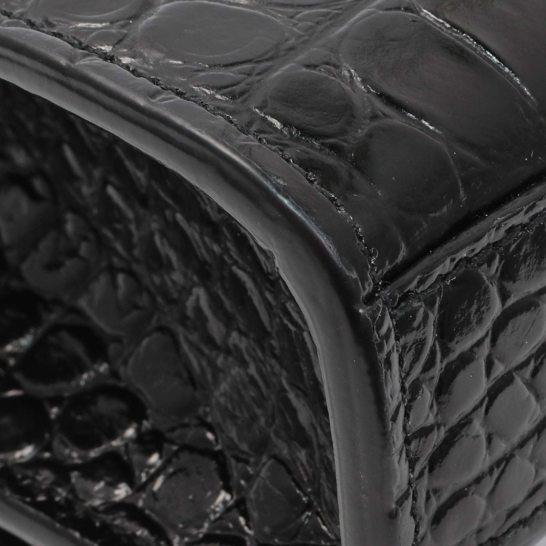 Exclusive Saint Laurent Calfskin Crocodile Embossed Small Classic Monogram Kate Satchel — Lifestyle View