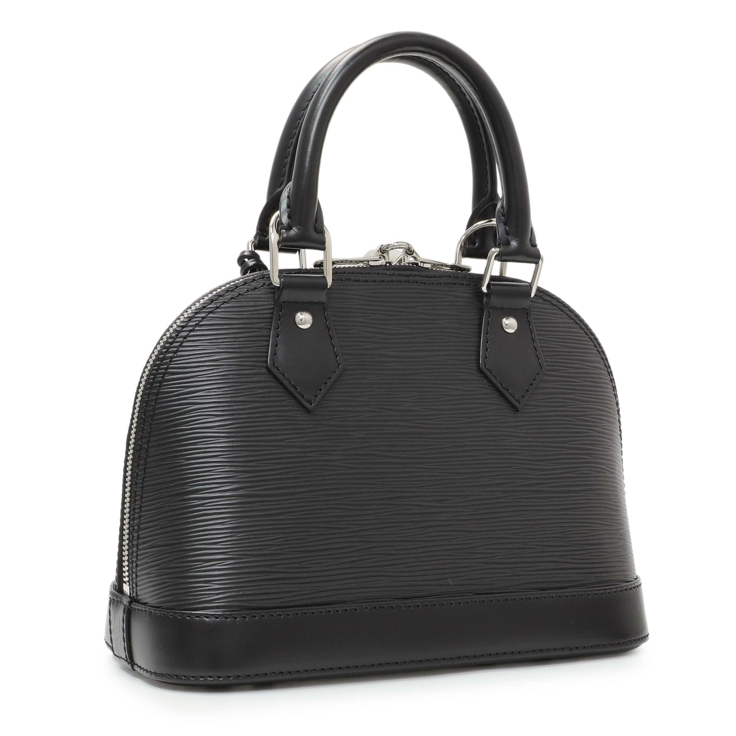 Exclusive Louis Vuitton Black Epi Alma BB with Strap — Side View