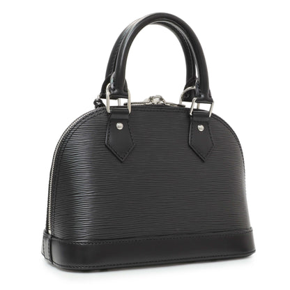 Exclusive Louis Vuitton Black Epi Alma BB with Strap — Side View