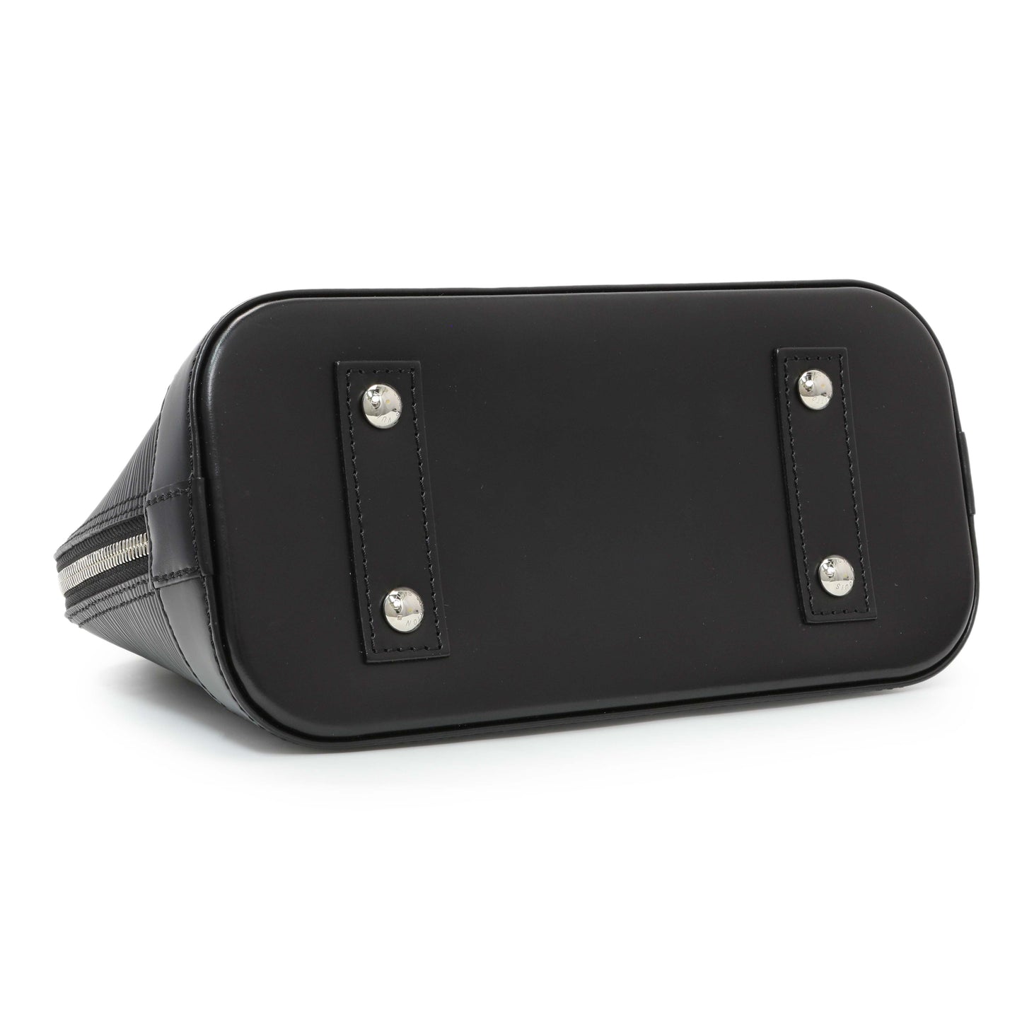 Exclusive Louis Vuitton Black Epi Alma BB with Strap — Back View