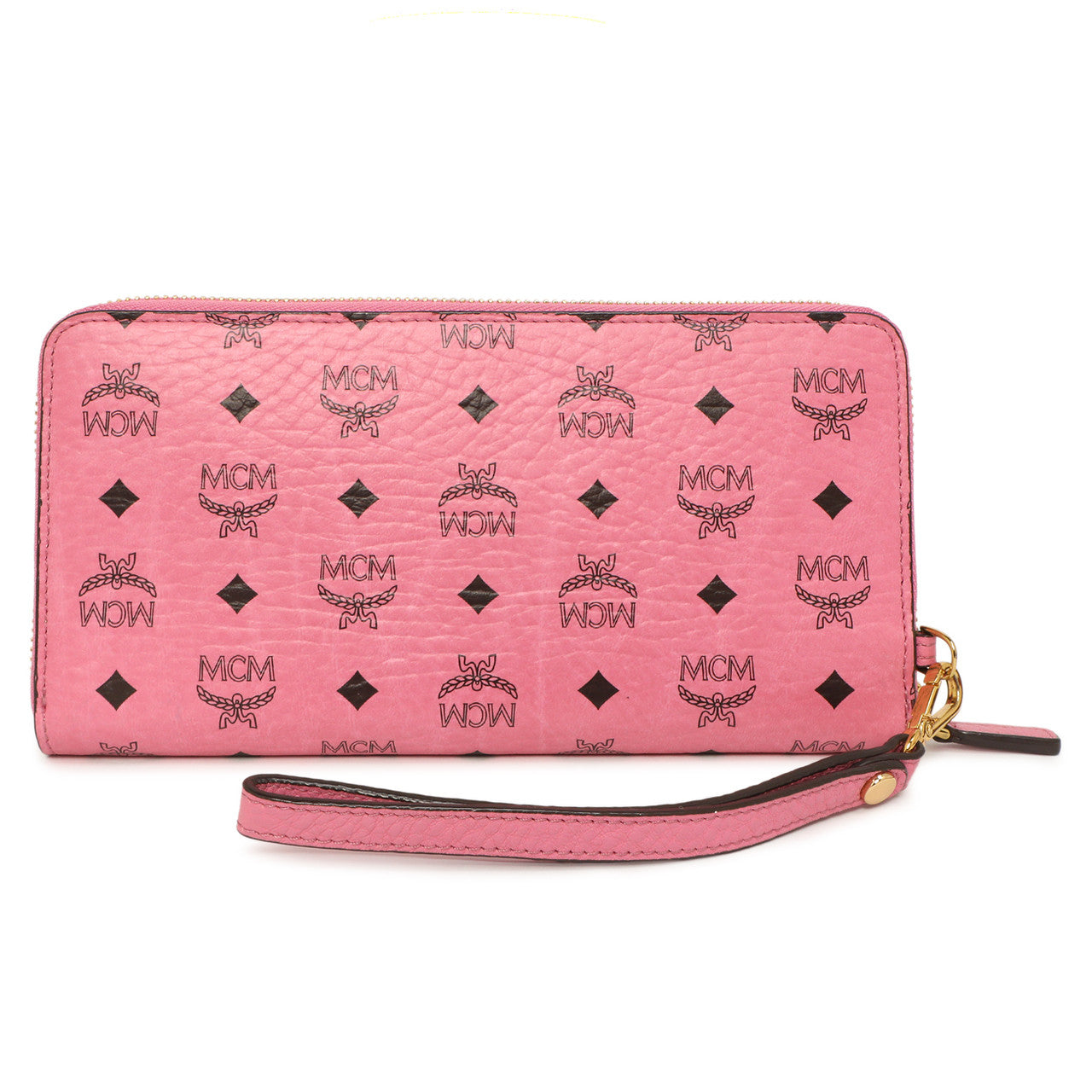 Exclusive MCM Pink Visetos Zip Around Wristlet Wallet — Side View