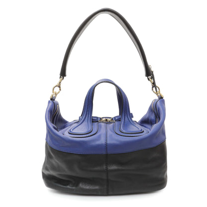 Exclusive Givenchy Black Blue Calfskin Medium Nightingale — Front View