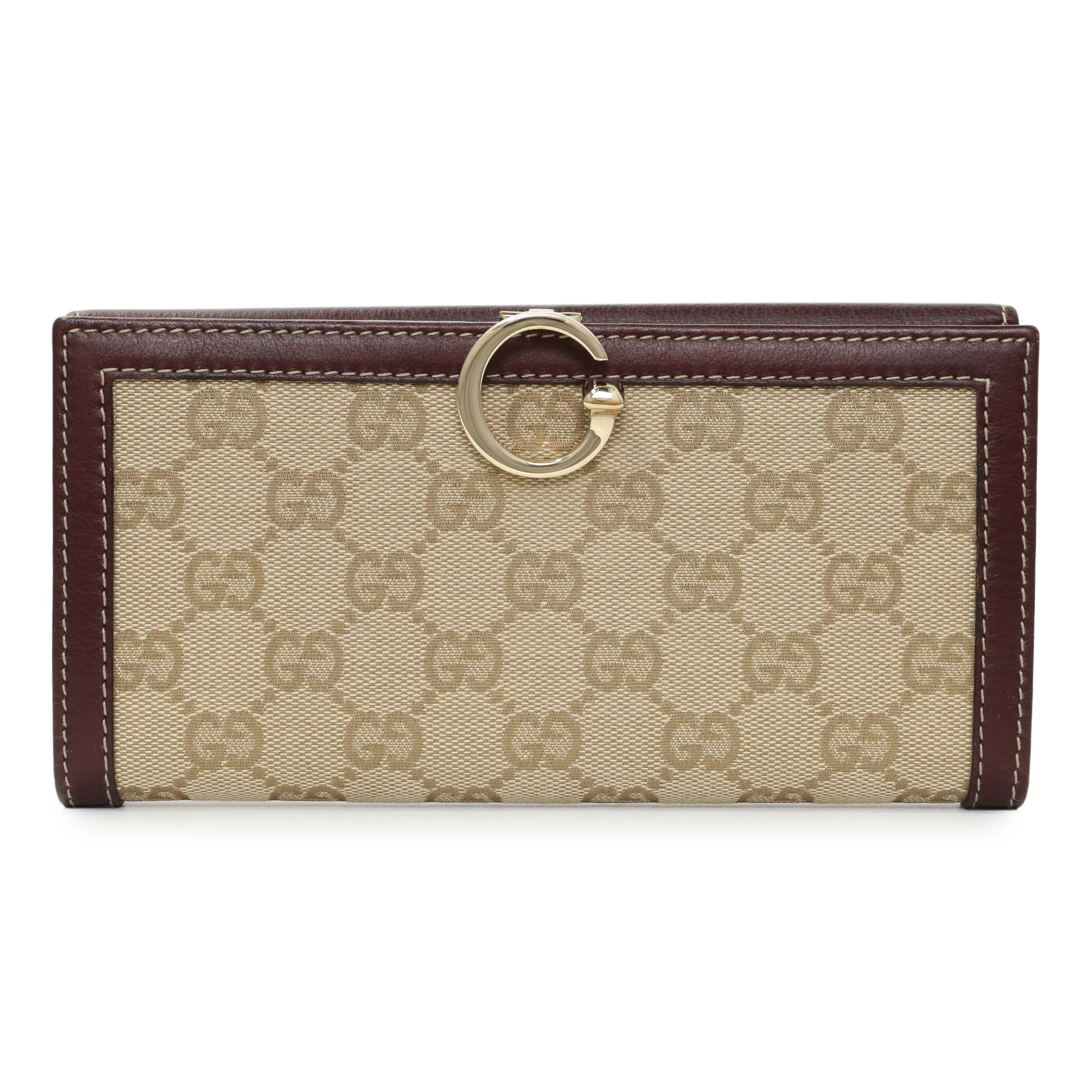 Exclusive Gucci Monogram Continental Long Flap Wallet — Front View