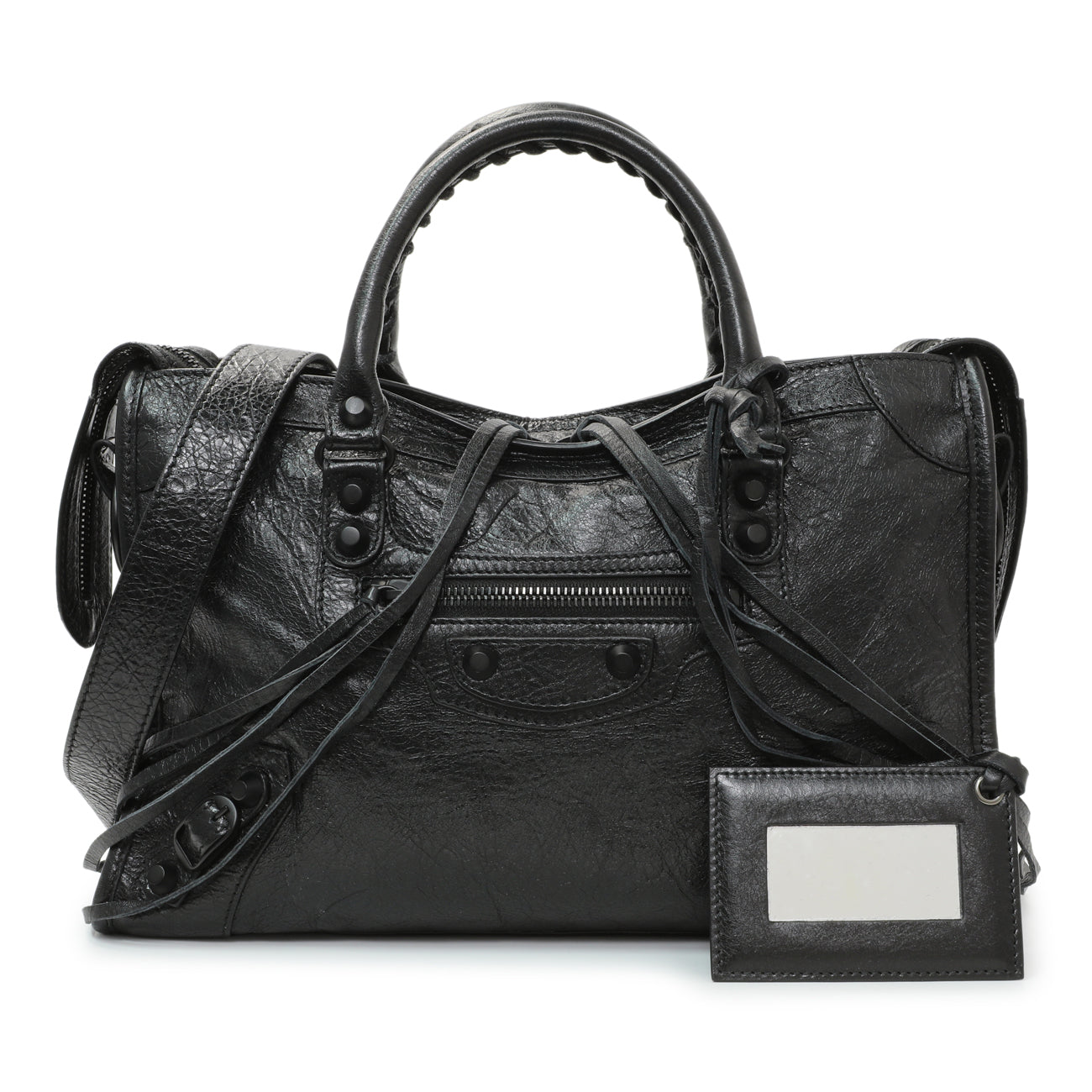 Exclusive Balenciaga Black Agneau Classic Hardware Small City — Front View
