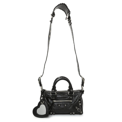 Exclusive Balenciaga Black Agneau Arena Neo Cagole Mini — Front View