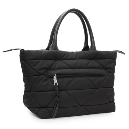 Exclusive Prada Black Re-Nylon Padded Double Handled Zip Tote — Side View
