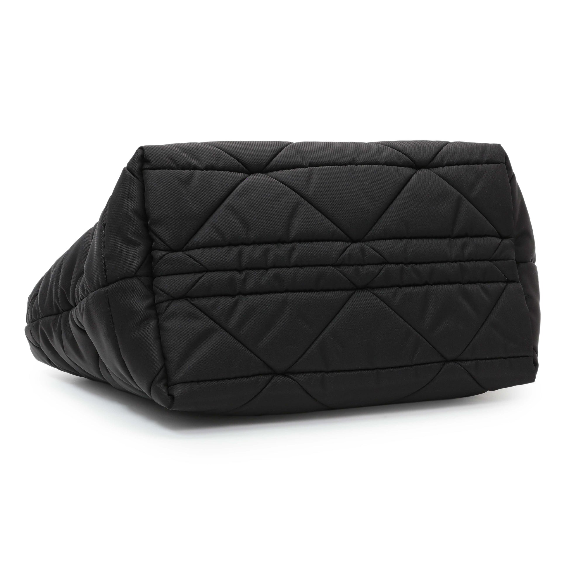 Exclusive Prada Black Re-Nylon Padded Double Handled Zip Tote — Back View