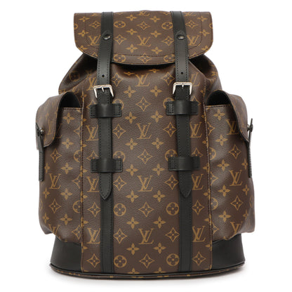 Exclusive Louis Vuitton Monogram Macassar Christopher MM Backpack — Front View