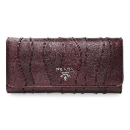 Exclusive Prada Burgundy Nappa Mordore Stripes Continental Wallet — Front View