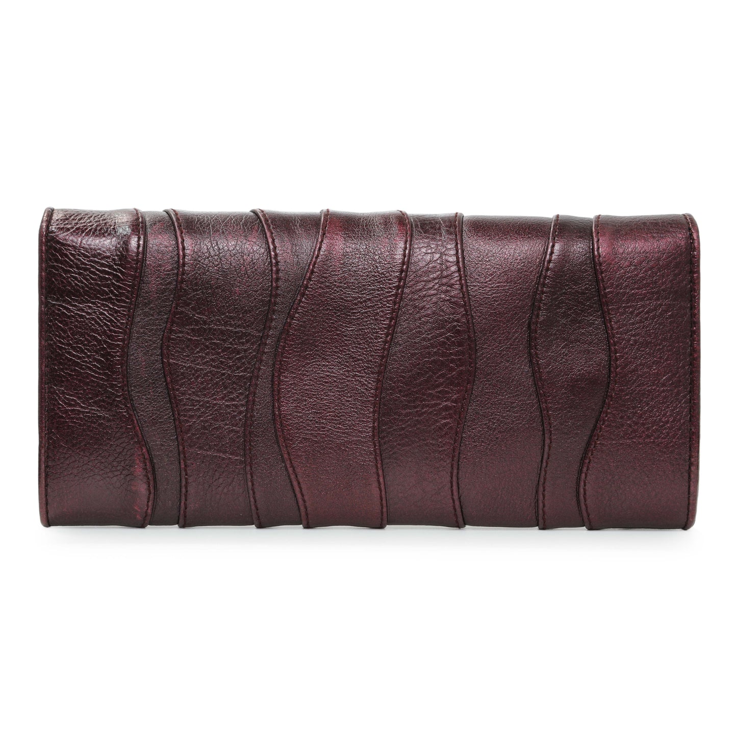 Exclusive Prada Burgundy Nappa Mordore Stripes Continental Wallet — Side View