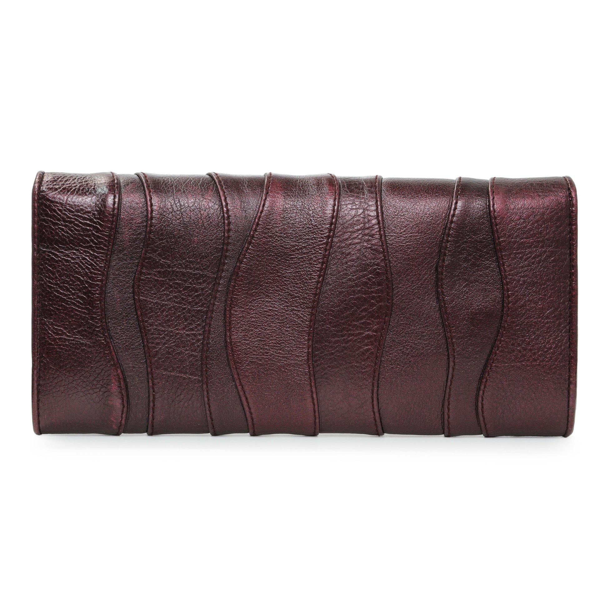 Exclusive Prada Burgundy Nappa Mordore Stripes Continental Wallet — Side View