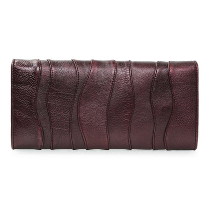 Exclusive Prada Burgundy Nappa Mordore Stripes Continental Wallet — Side View