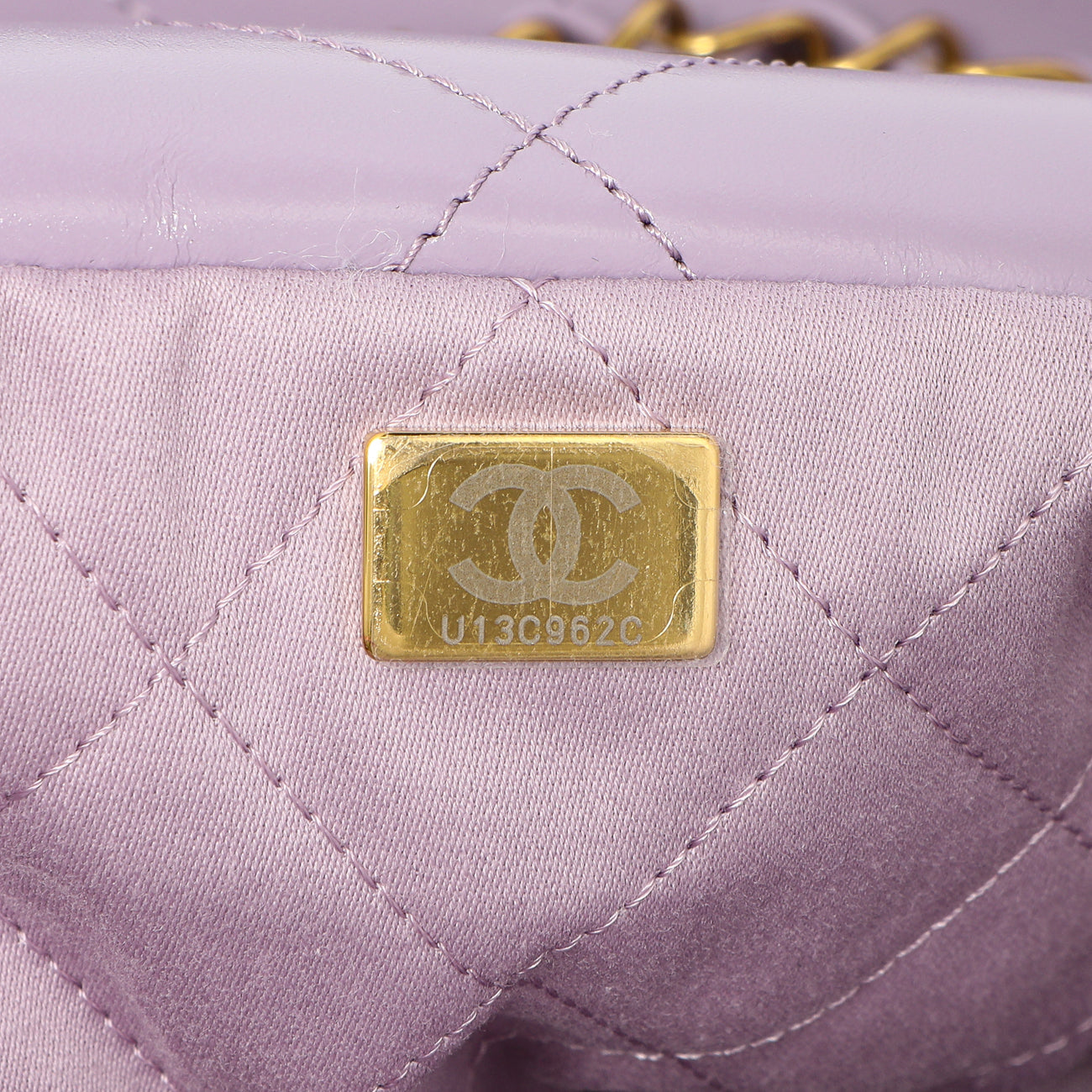 Exclusive Chanel Purple Quilted Shiny Calfskin 22 — Lifestyle View